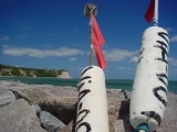 Rügen Strandbild mit Kreideküste im Hintergrund